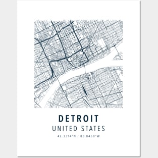 DETROIT SIMPLE MAP Posters and Art